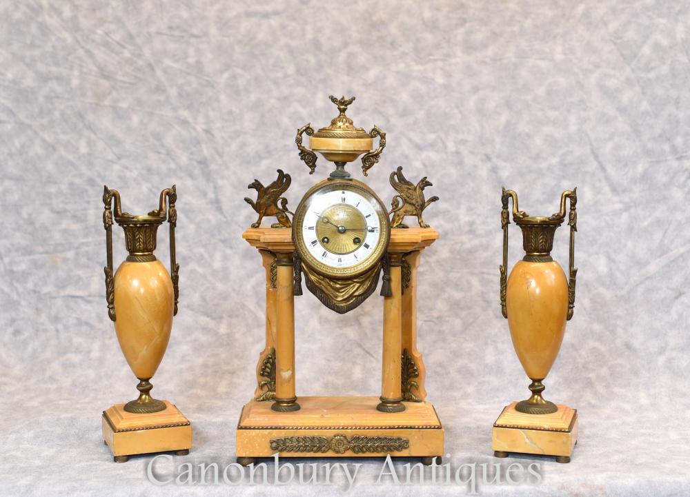 Gorgeous antique garniture clock set