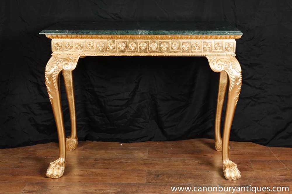 George II Gilt Console Table Carved Marble Top