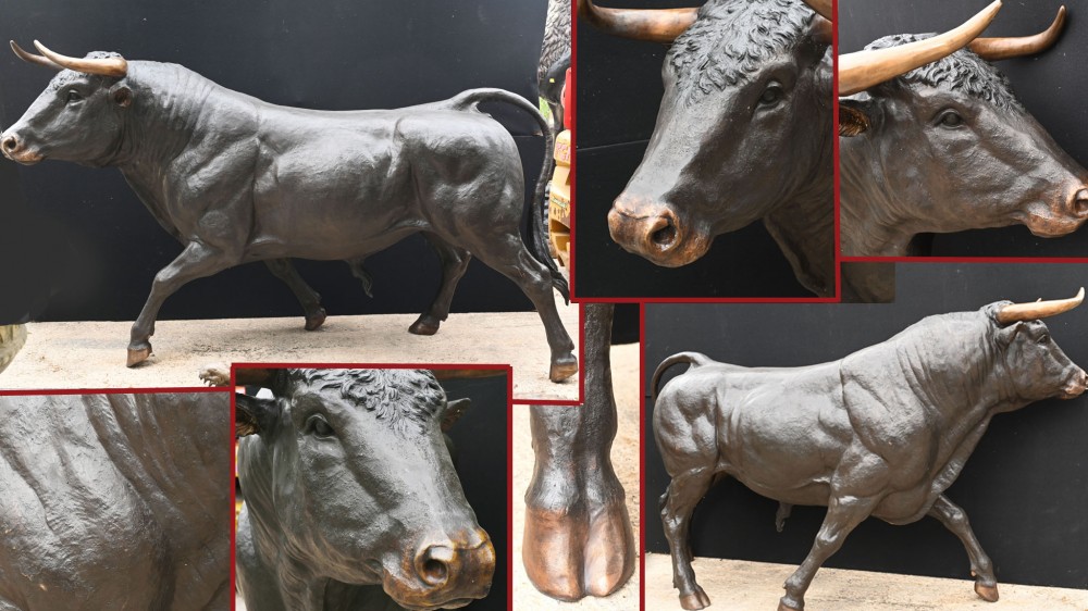 Giant Bronze Bull Statue Bullock Garden Animals 8 ft