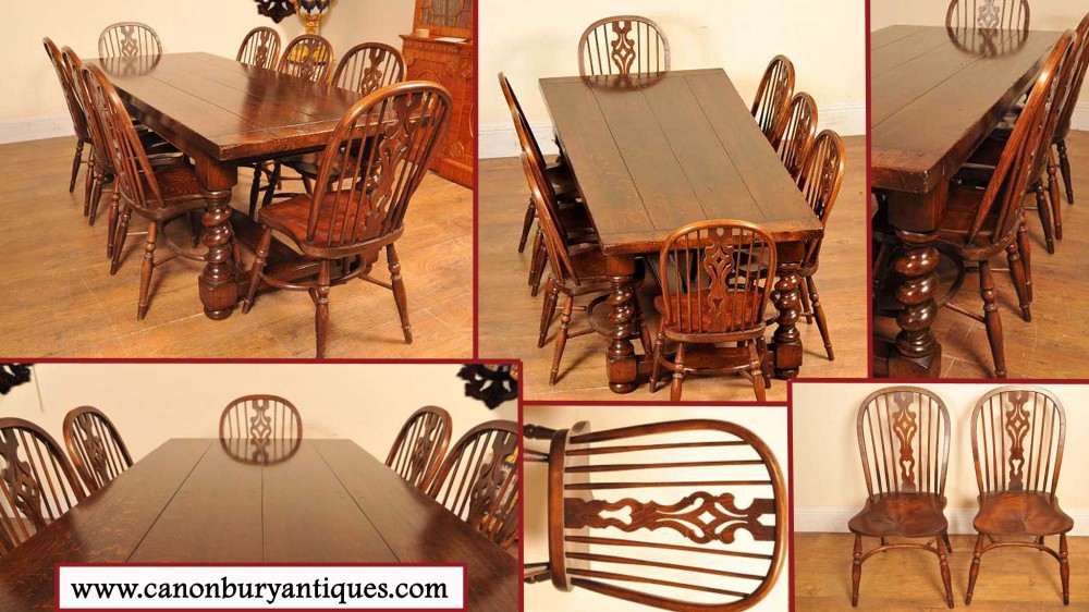 Kitchen Dining Set Refectory Table Windsor Chairs