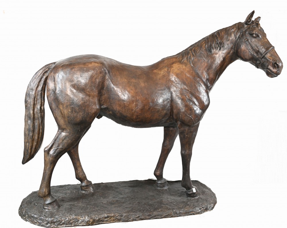 Lebensgroße französische Bronze-Pferdestatue, architektonisches Bronzepferd, Pony