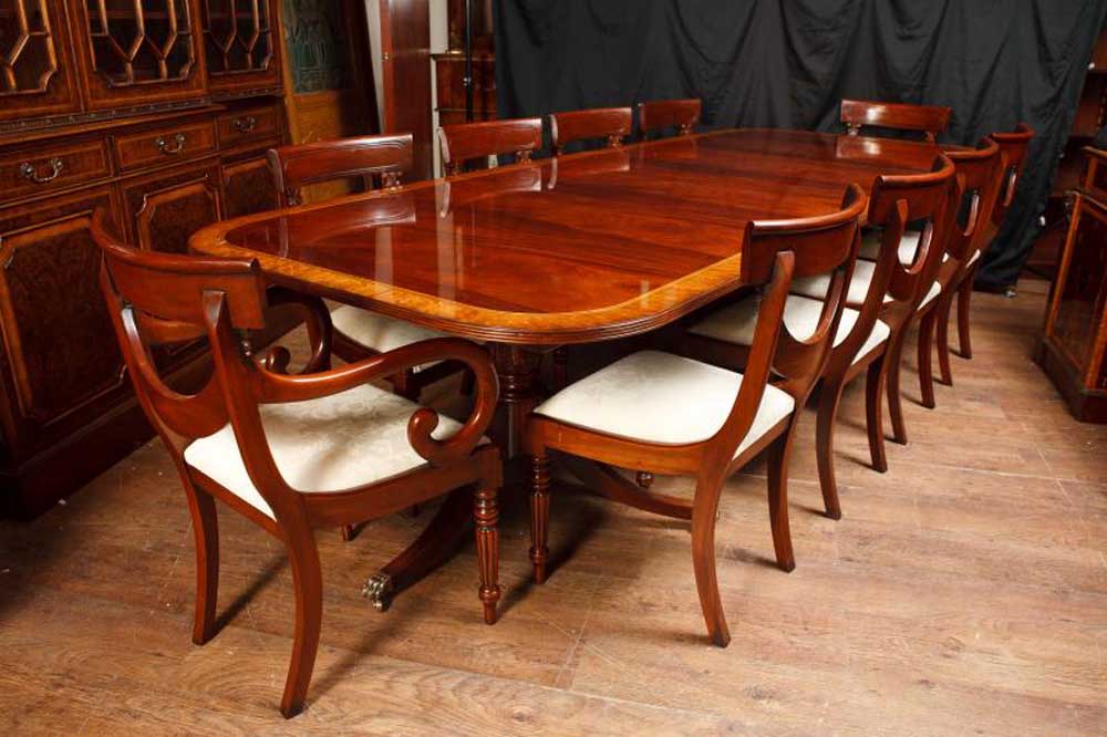 Mahogany Regency Dining Set Pedestal Table & Matching Swag Chairs 