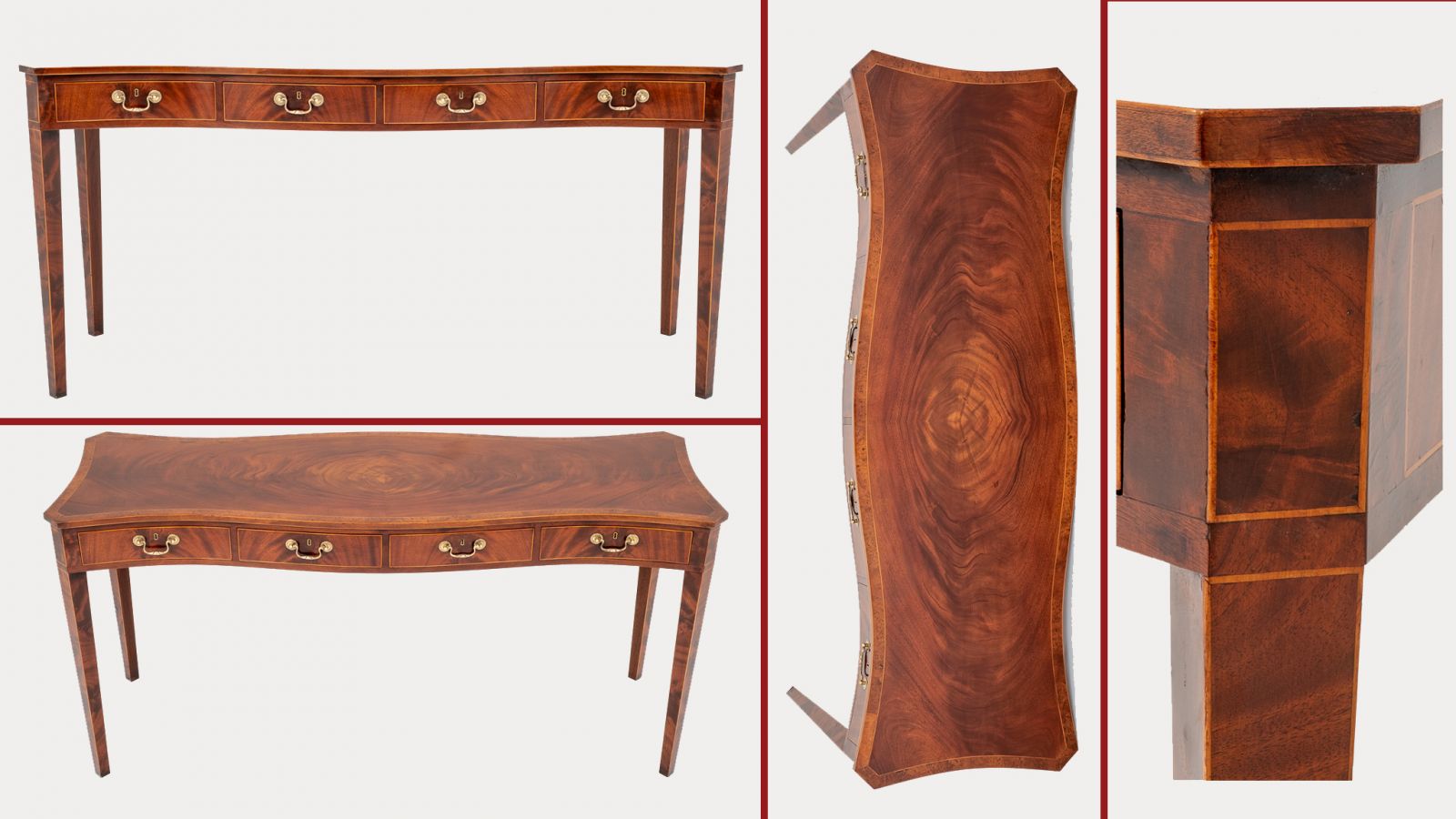 Serpentine hall table in mahogany antique
