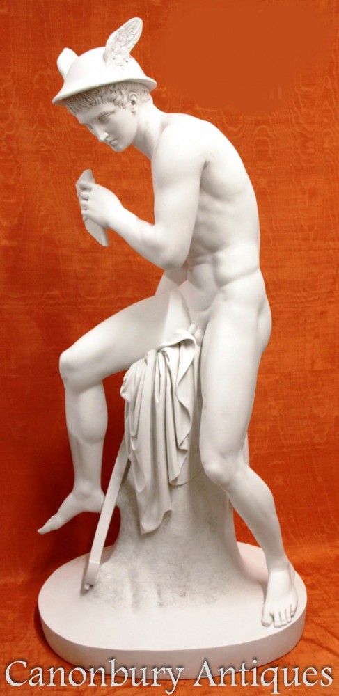 Mercury Statue - Hermes Pan Pipes Offering to Minerva Sculpture