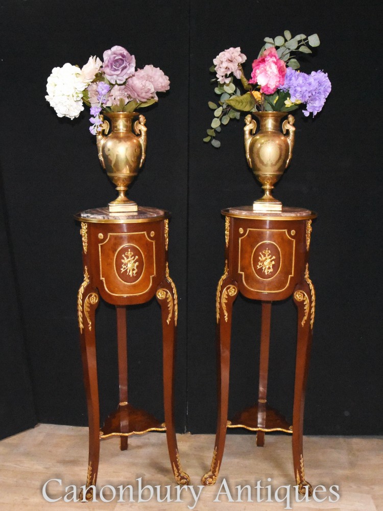 Pair French Pedestal Tables - Empire Cocktail Stands