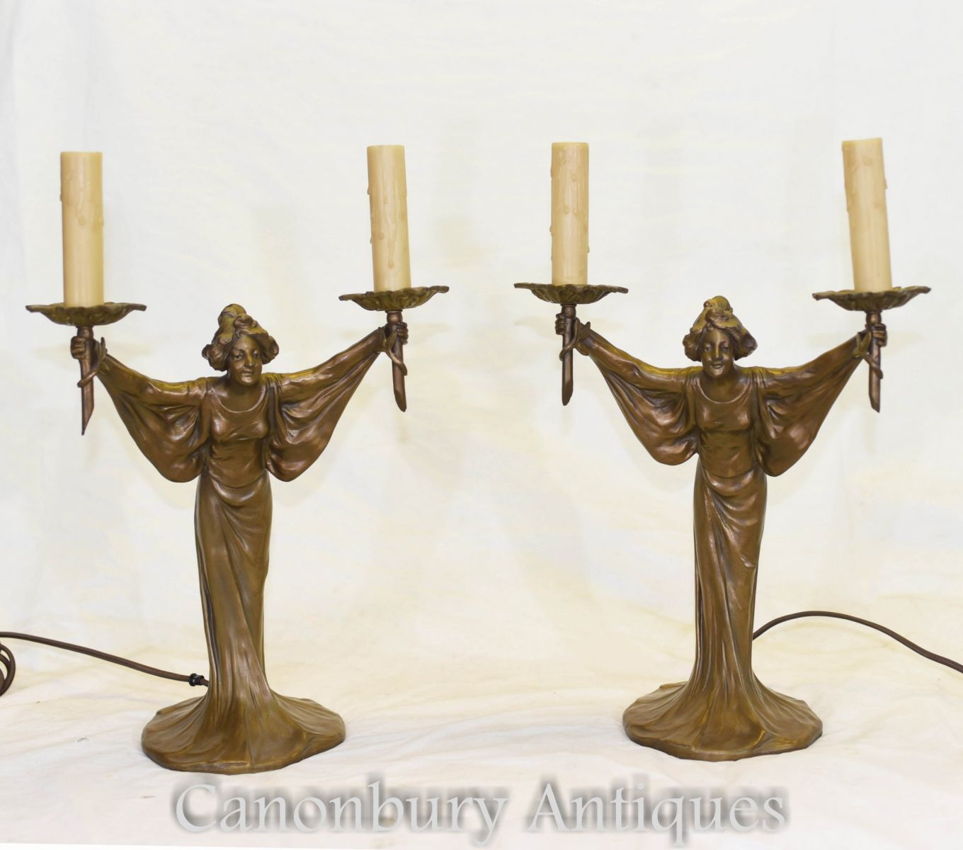 Art Nouveau sconce bronze candelabras