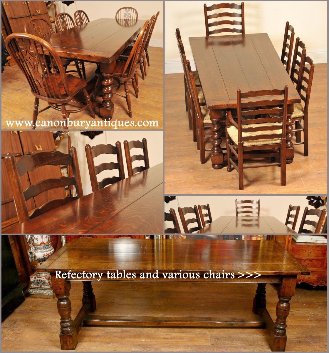 The refectory dining set, equally fab with Windsor, ladderback or spindle back chairs around