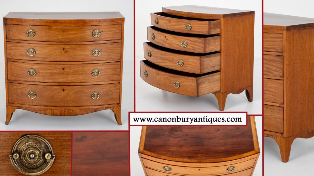Regency Chest of Drawers Bow Front Commode Mahogany