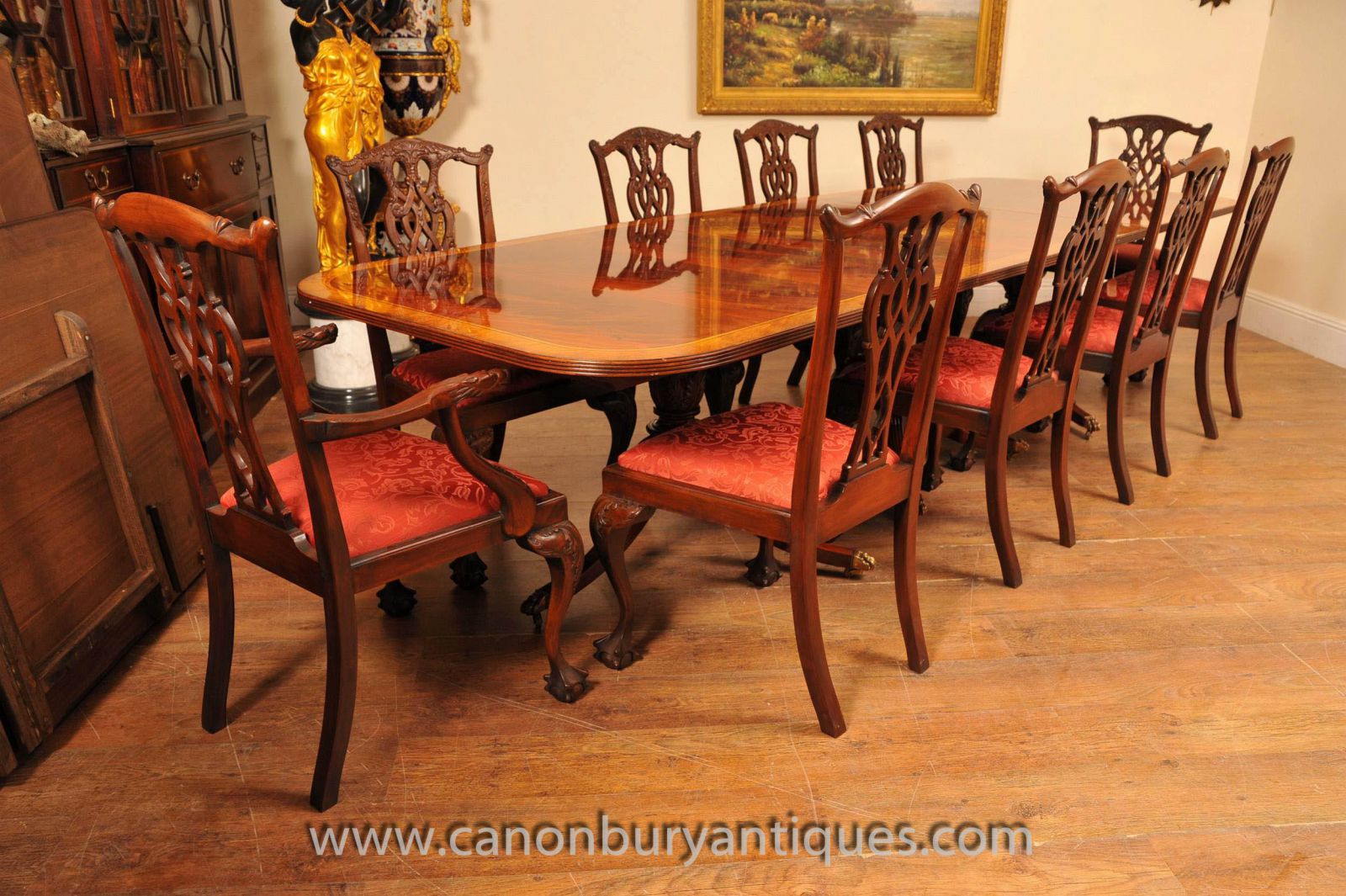 Chippendale chairs around the Regency dining table