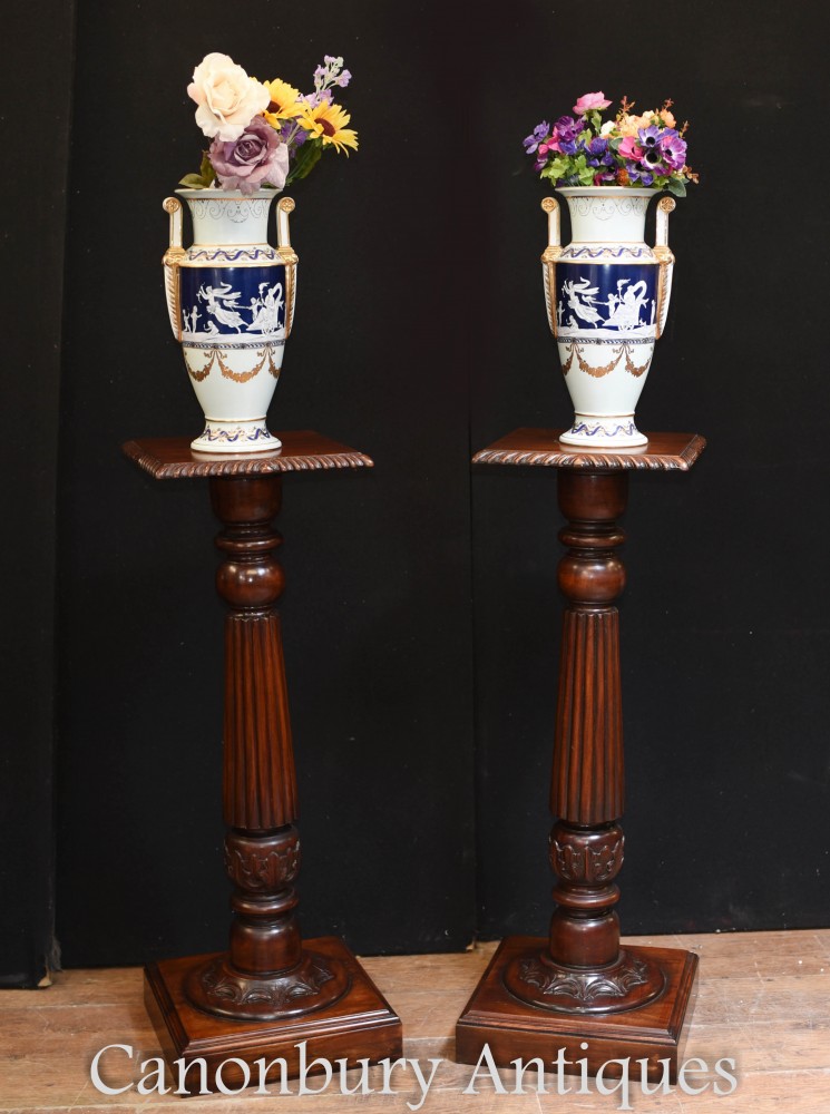 Regency Column Tables - Mahogany Pedestal Stands