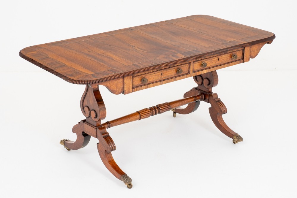 Regency Library Table Antique Rosewood Desk