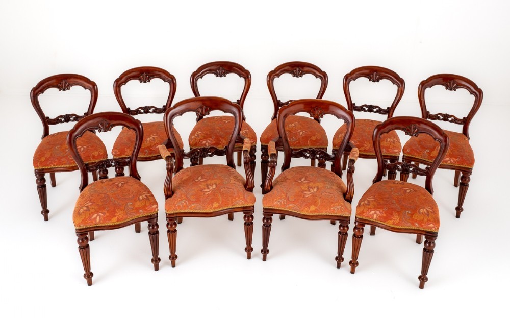 Set 10 Balloon Back Chairs Victorian Dining