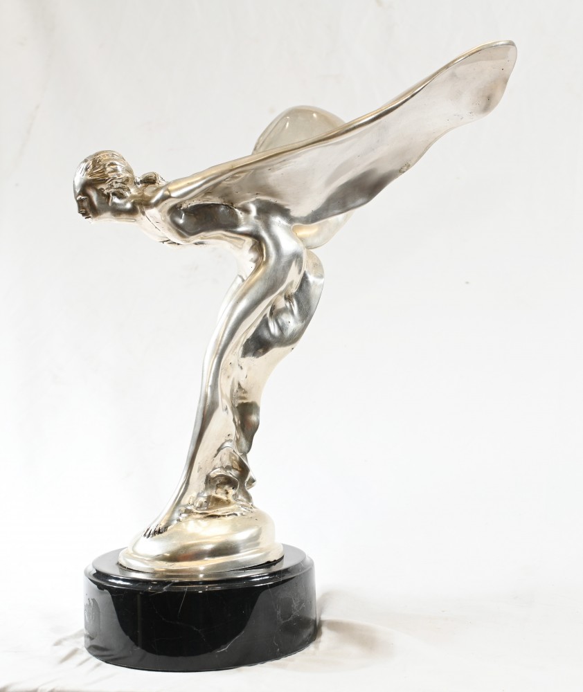 Statue Dame Volante En Bronze Argenté - Mascotte Rolls Royce Charles Sykes