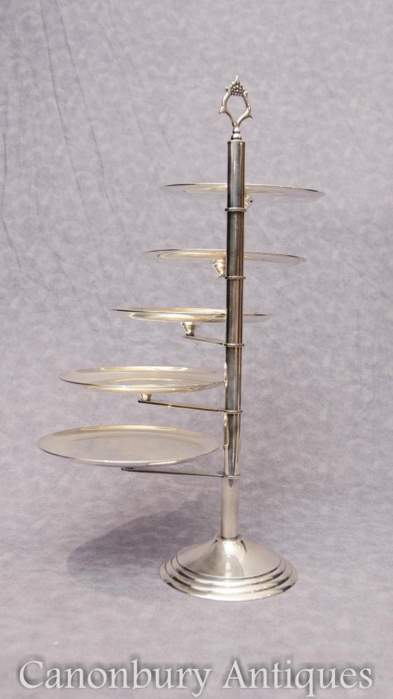 Silver Plate Cake Stand - Victorian 5 Tier Adjustable Pastry Sandwic