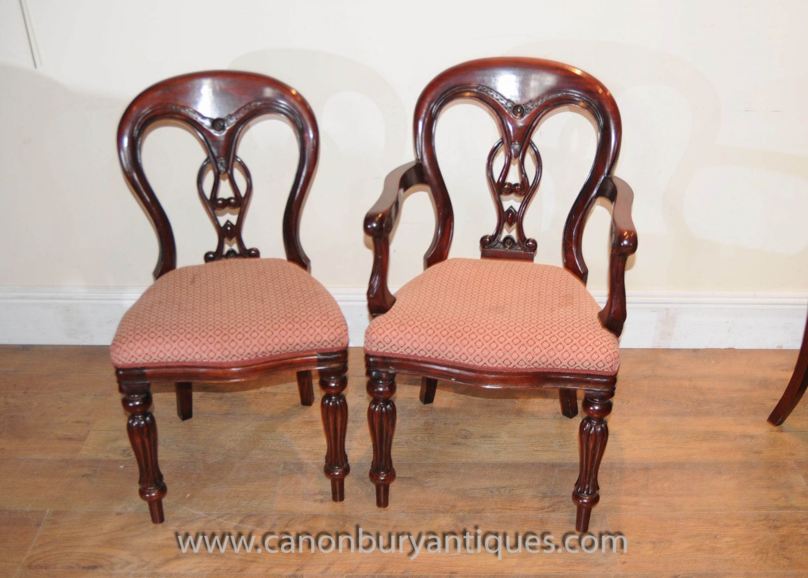 Classic Victorian balloon back dining chairs