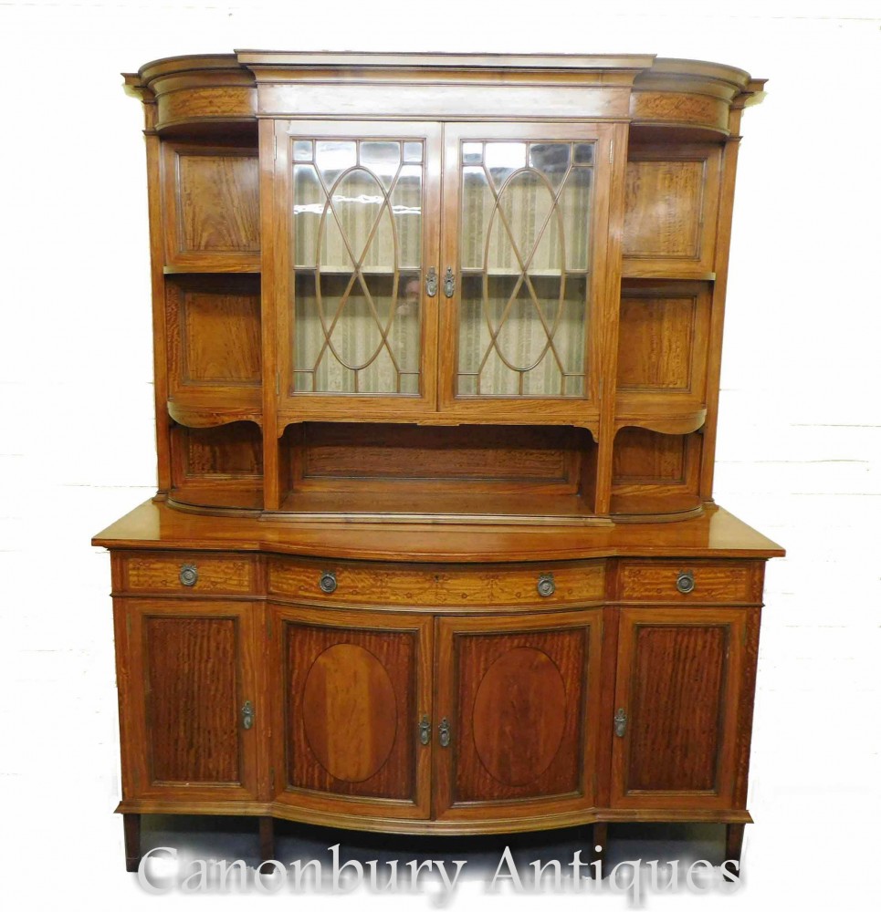 Victorian Display Cabinet - Antique Satinwood Maple and Co 1880