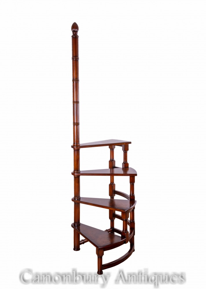 Victorian Library Steps in Mahogany Ladder Step Bookcase