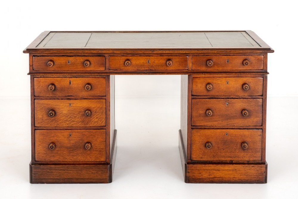 Victorian Partners Desk Antique Oak Writing Table 1860