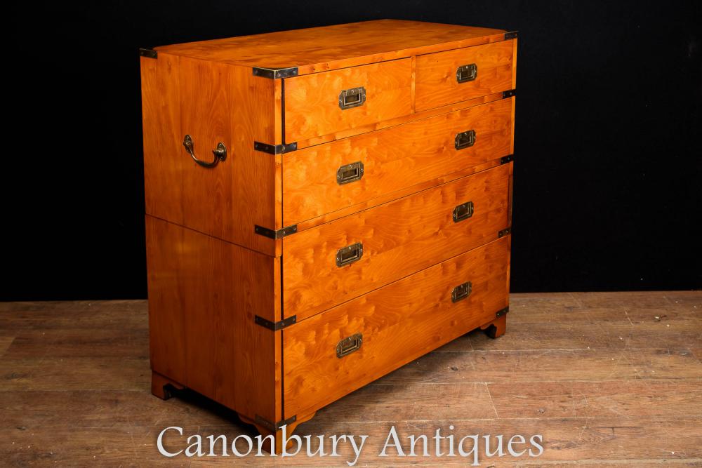 Light walnut chest of drawers classic campaign furniture