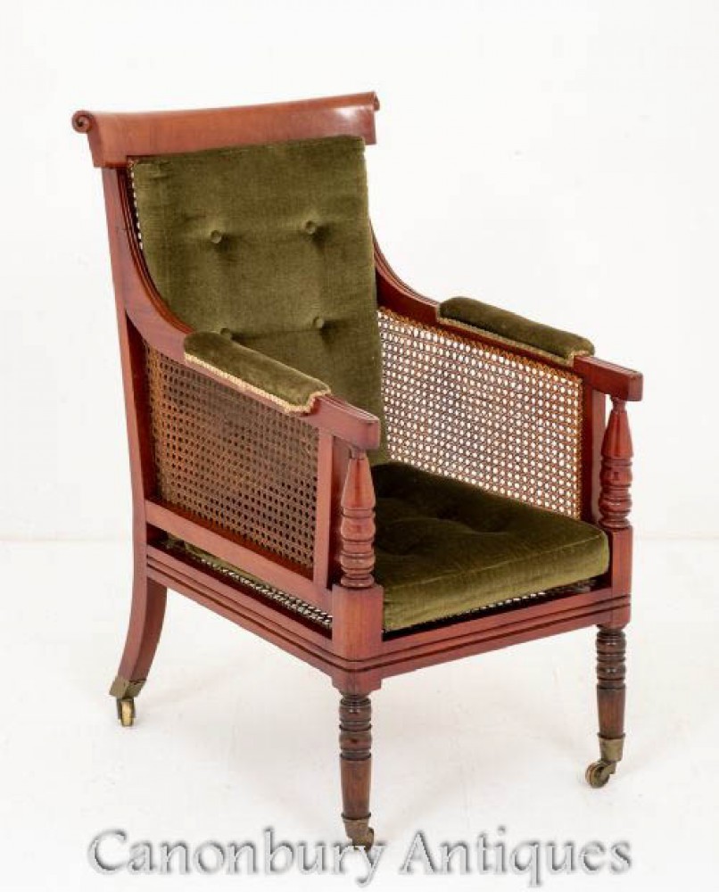 William IV Bergere Chair - Antique Mahogany 19th Century