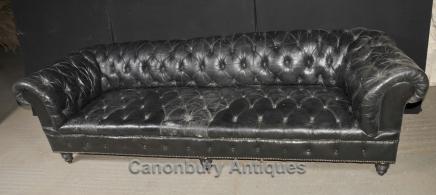XL Antique Chesterfield Sofa Couch Deep Button Leather