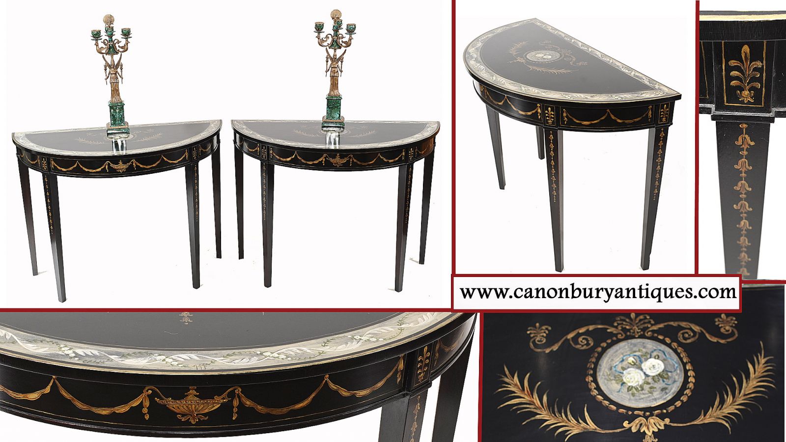 Lacquer console tables painted Regency
