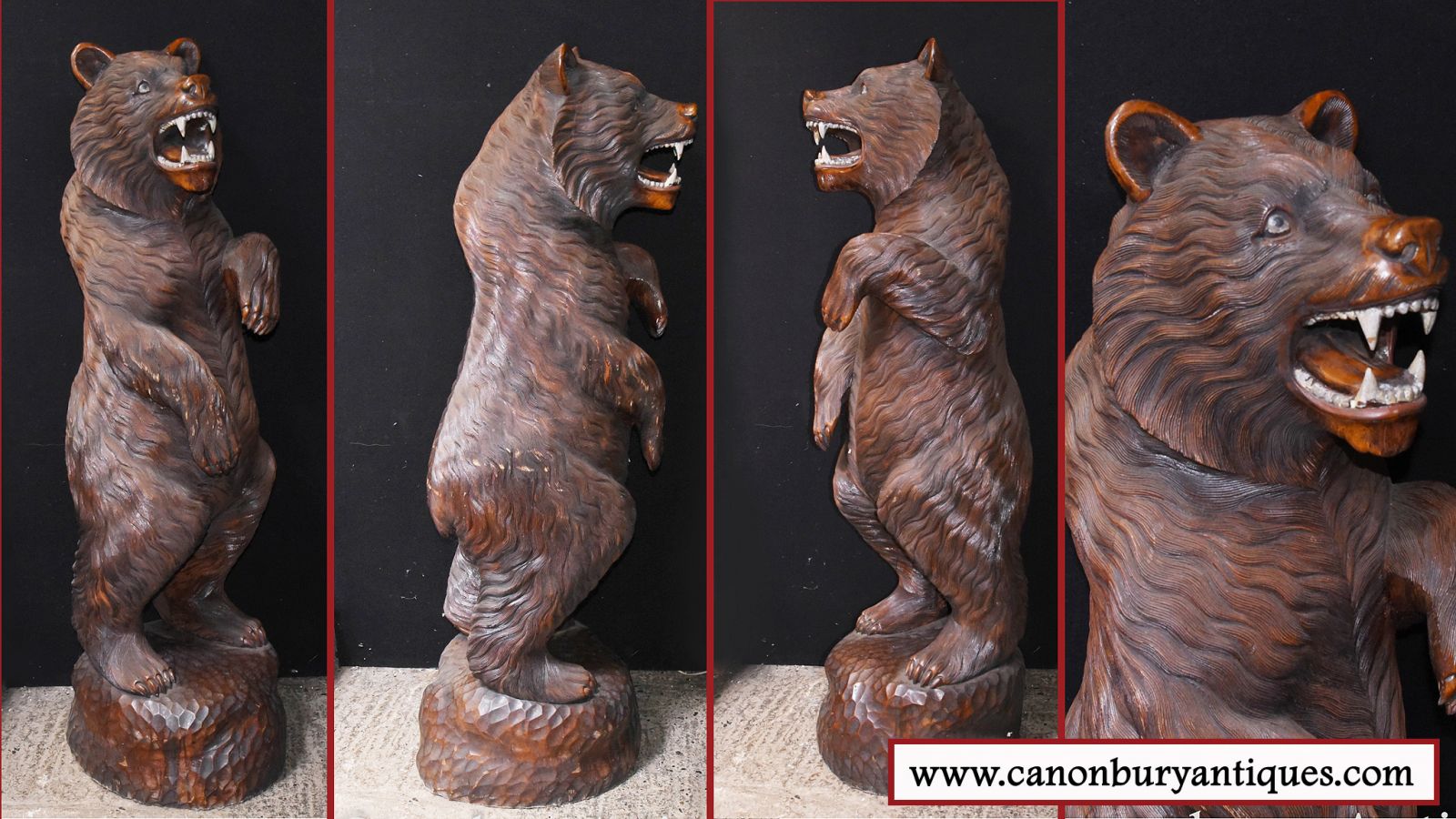 Black Forest Standing Bear Statue Hand Carved Big
