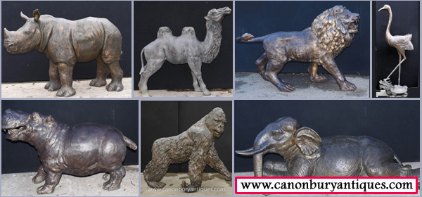 Come and visit the bronze zoo at the Canonbury Antiques Hertfordshire architectural salvage section