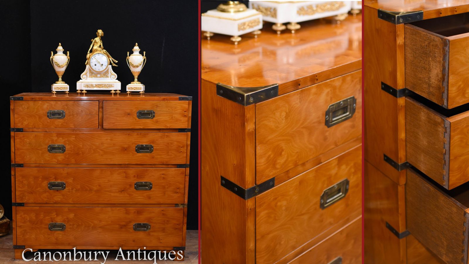 Antique campaign chest in satinwood
