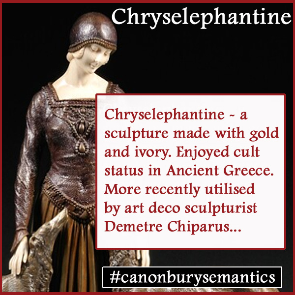 Chryselephantine - a  sculpture made with gold  and ivory. 