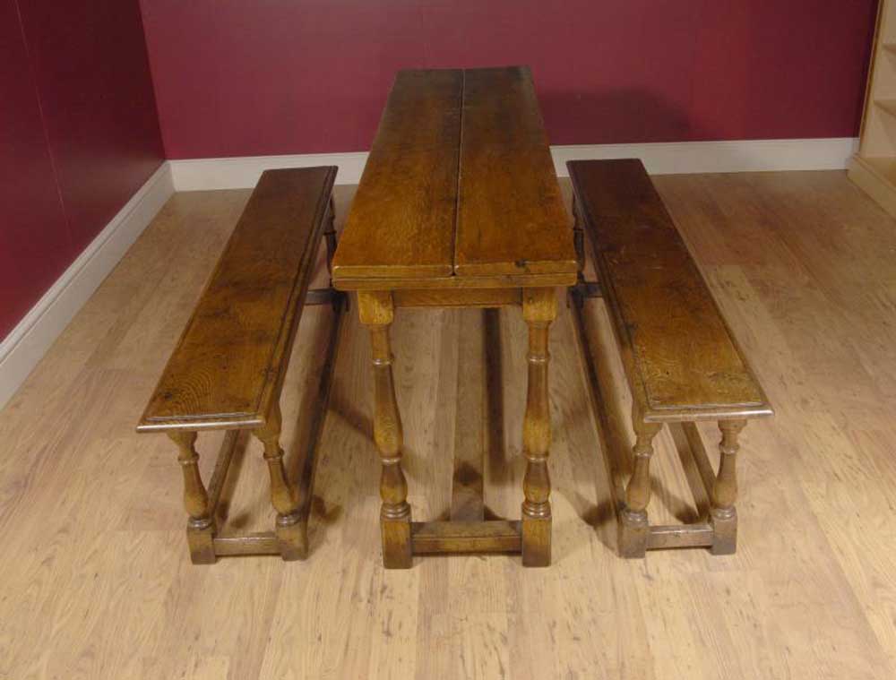 Gorgeous extending Spanish table with two benches in oak to match