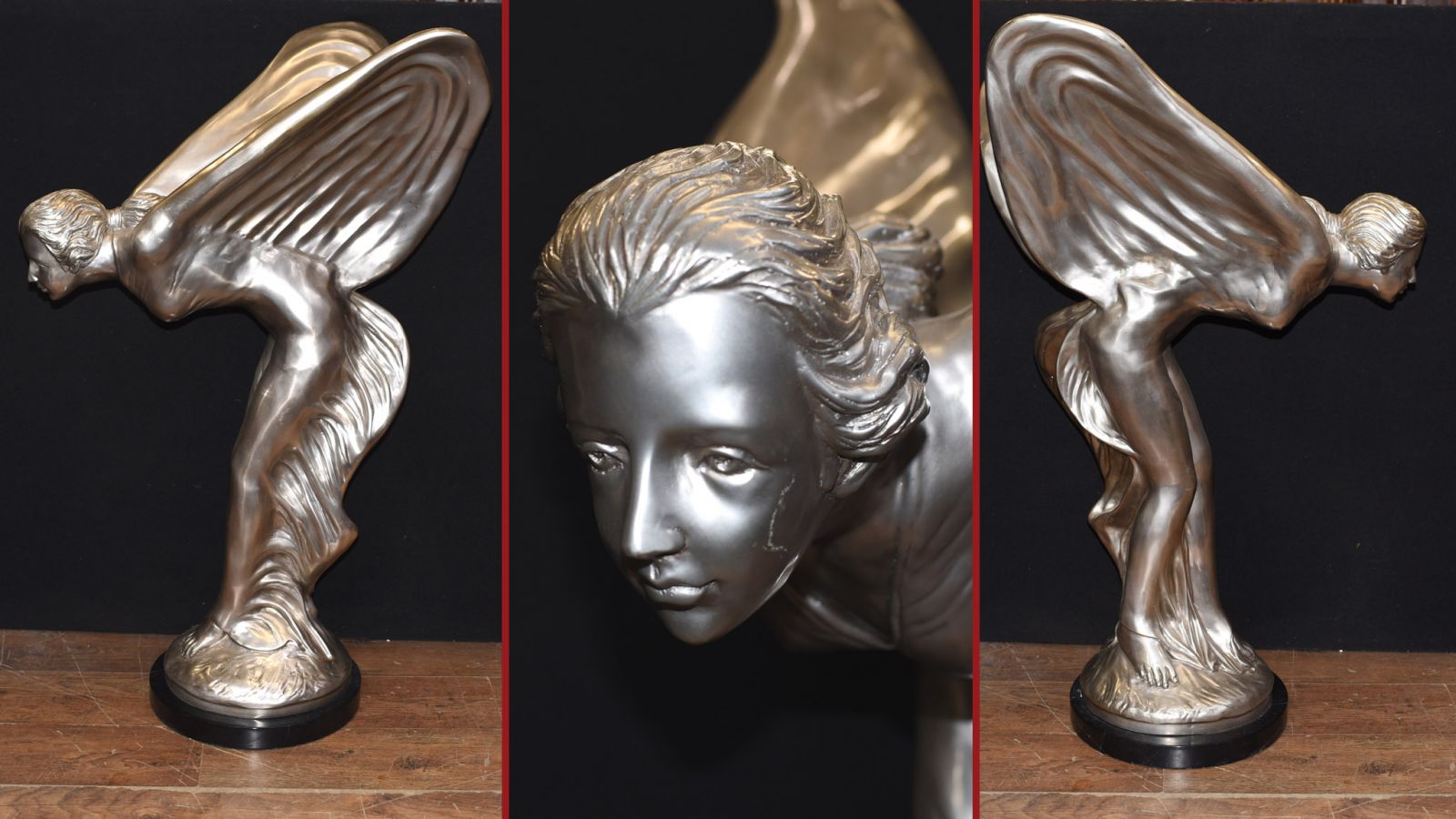 Art nouveau Flying Lady bronze statue