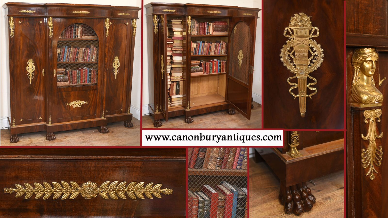 Pair French Empire antique bookcase 1890