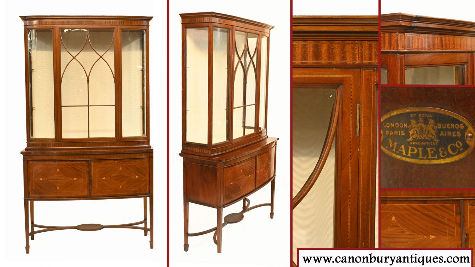 Antique Display Cabinet Mahogany Maple and Co 1920