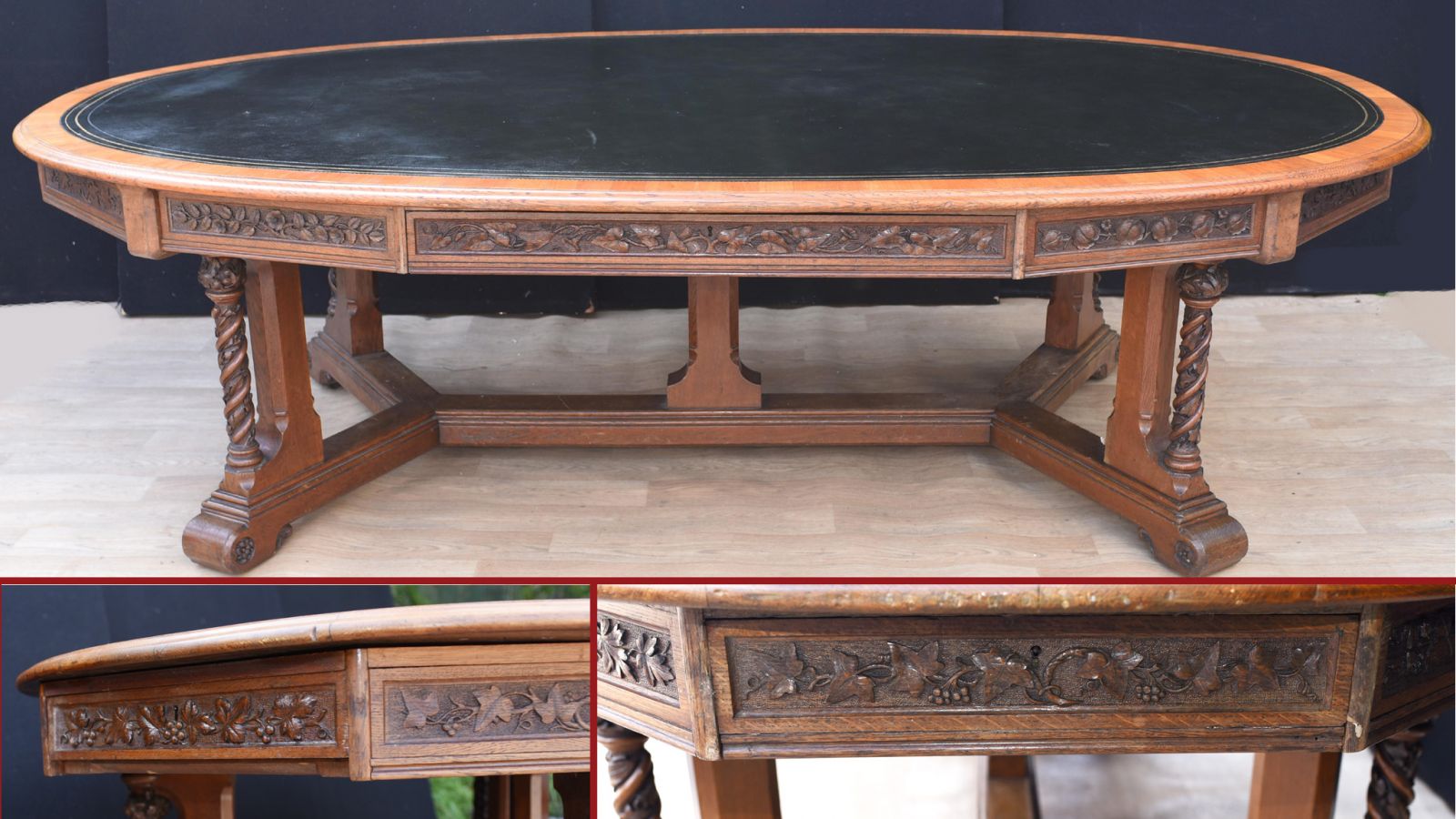 Antique Gothic Desk Writing Table - Irish President Mary Robinson Oireachtas
