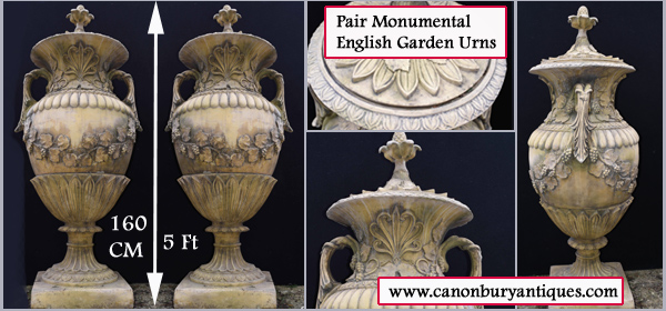 English garden stone urns large