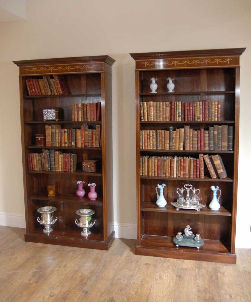 Tall pair of Regency open front bookcases also in mahogany