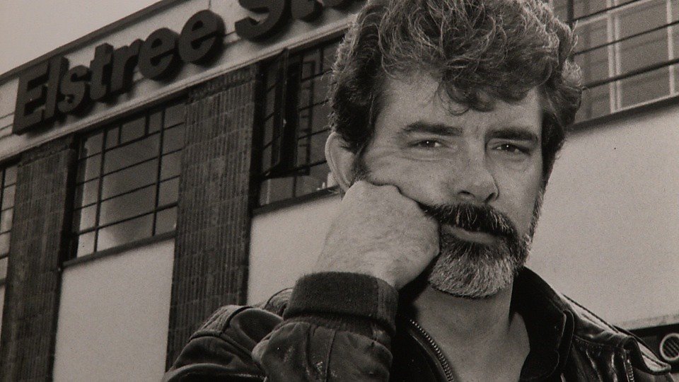 Star Wars director George Lucas outside Elstree
