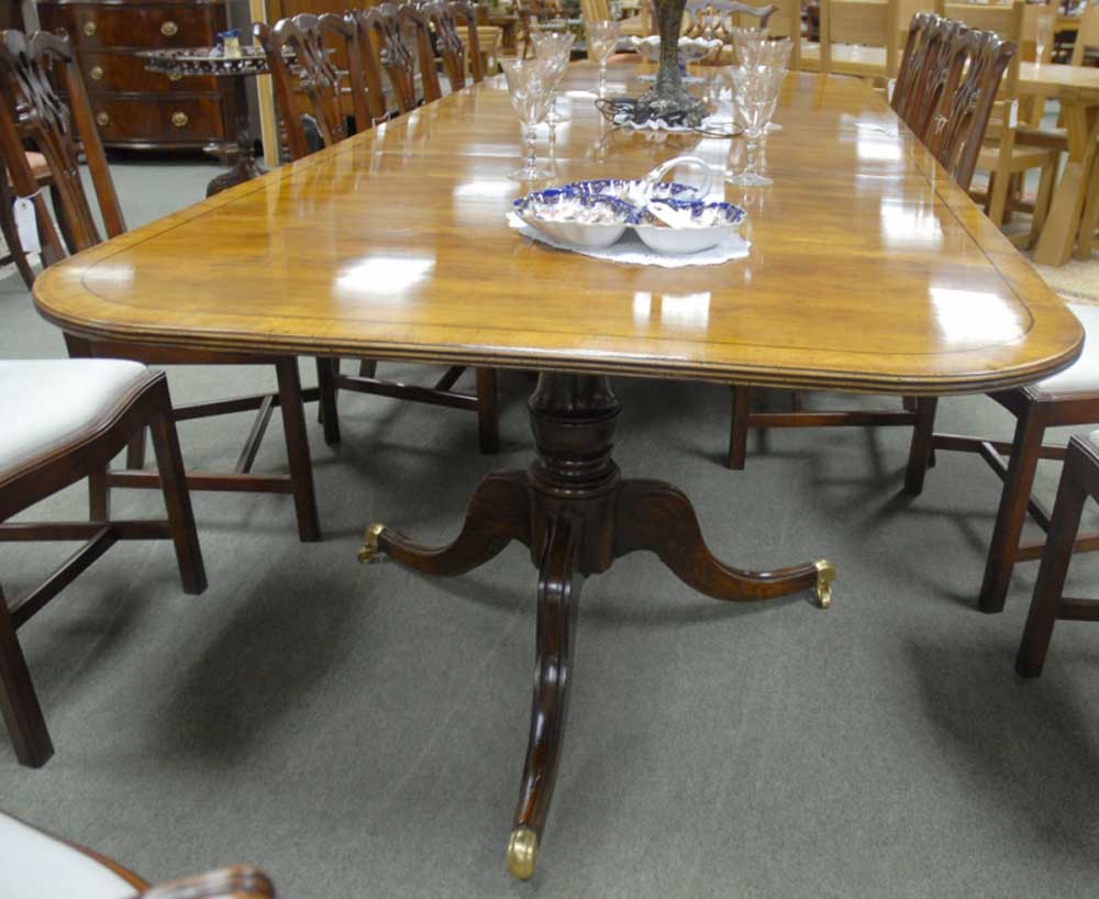 10 foot English Regency Walnut Dining Pedestal Table