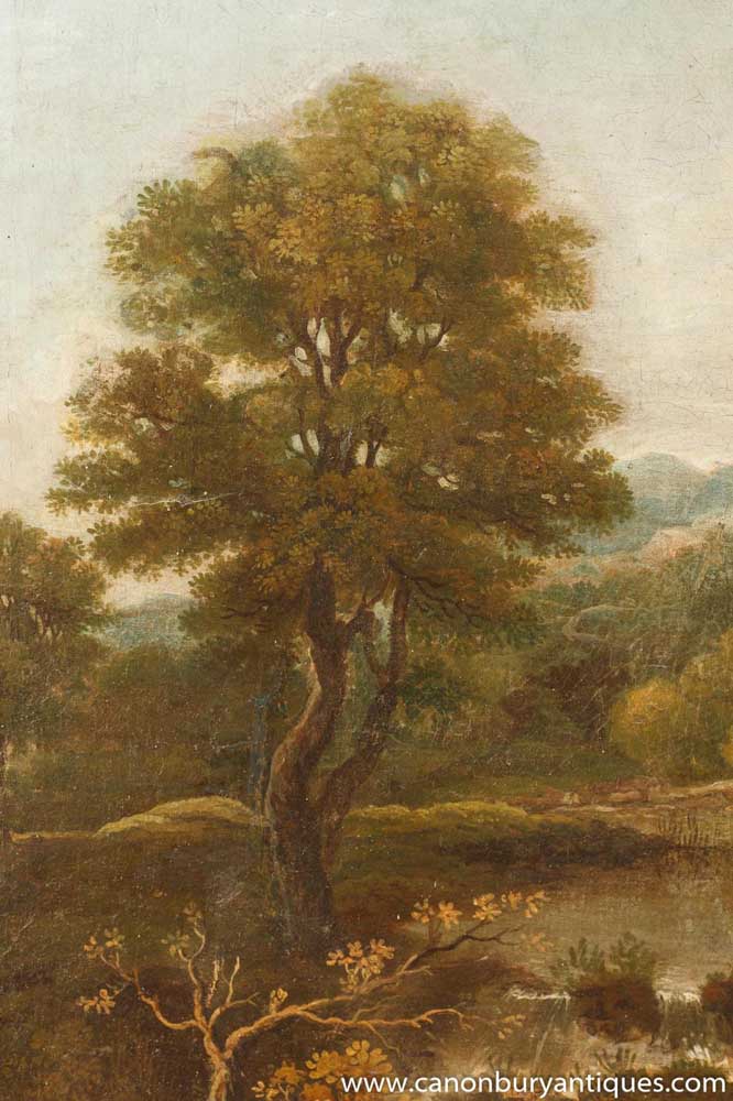 Antique Italian Tuscan Landscape Oil Painting 18th Century 