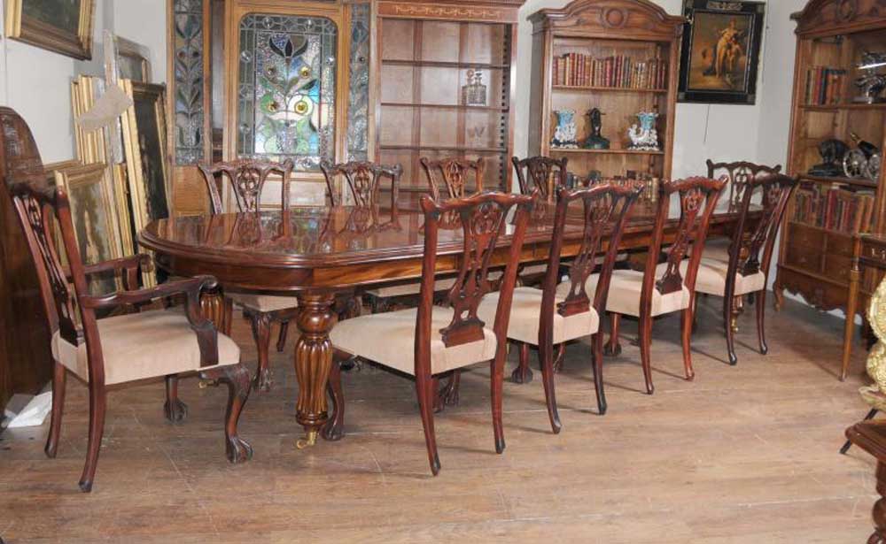 Victorian Dining Table Set Chippendale Chairs Set Suite Mahogany
