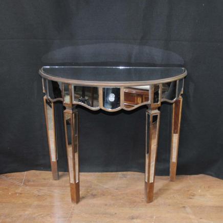 Mirrored Console Table Art Deco Demi Lune Tables