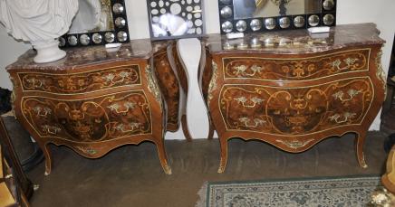 Pair Bombe Commodes Louis XV Chests Drawers Chest French Furniture