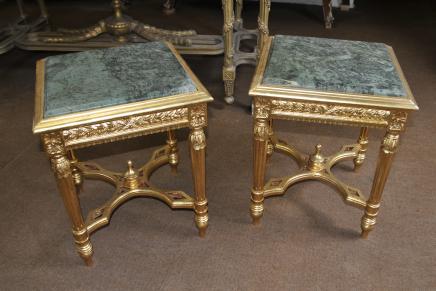 Pair French Empire Gilt Side Tables Cocktail Table