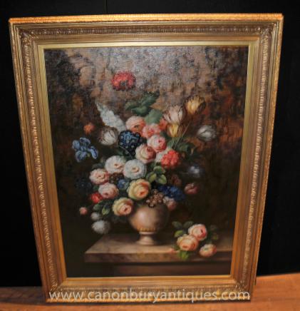 Dutch Oil Painting Vivid Floral Still Life Flower Art