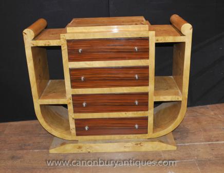 Art Deco Chest Drawers Commode Blonde Walnut 1920s Furniture