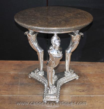 Empire Occasional Table - Silver Plate Side Maiden Legs