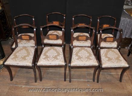 Mahogany Regency Dining Chairs - Set 8 Chair Rope Backs