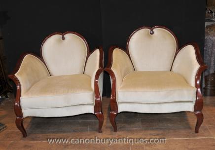 French Empire Arm Chairs  - Heart Fauteils Regency Furniture