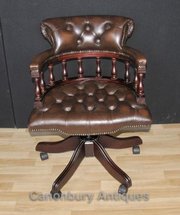 Antique Desk Chairs Swivel Office, Antique Leather Swivel Chair